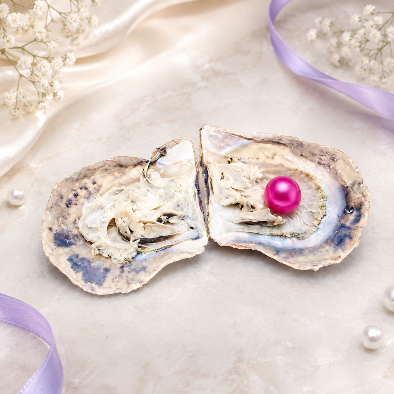 Round Pearl in Oyster