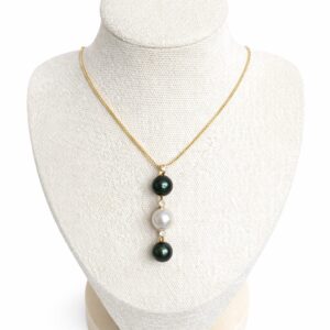 Triple Pearl Drop Necklace – Gold Finish