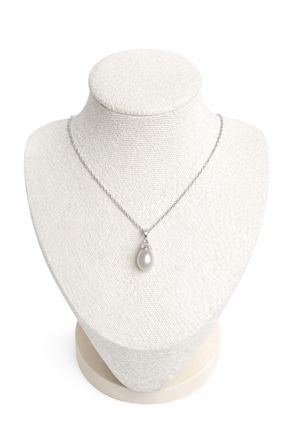 Single White Pearl Diamond Detail Necklace