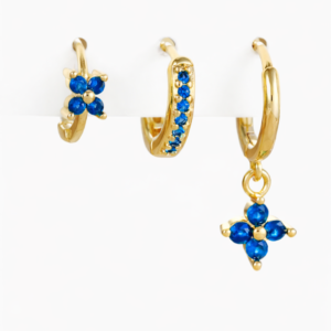 Triple stack earrings in blue