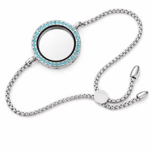 Floating locket bracelet in blue