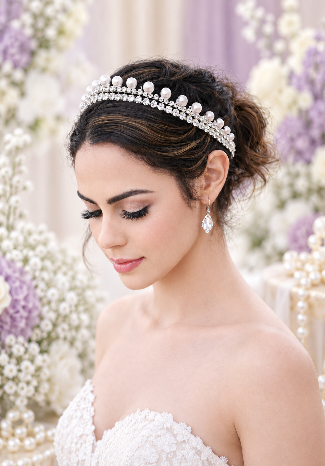 Pearl and crystal tiara
