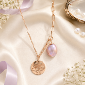 The sister necklace in 925 silver with rose gold plating