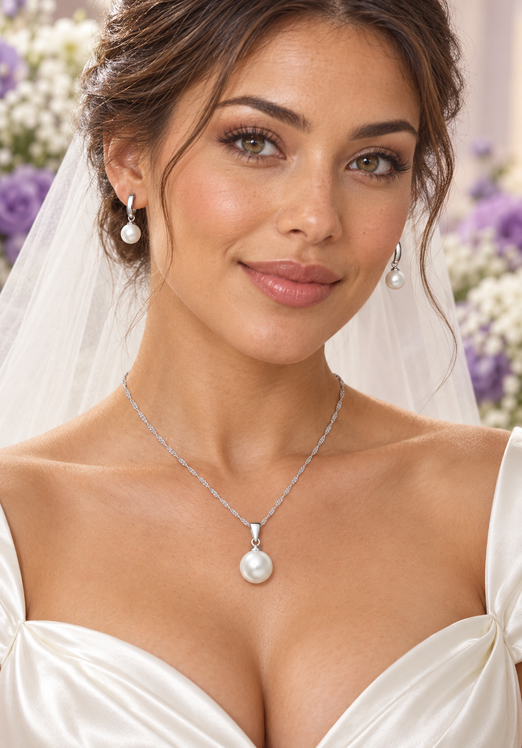 Pearl pendent and earrings