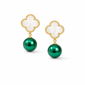 Clover pearl drop (gold plated 925 silver)