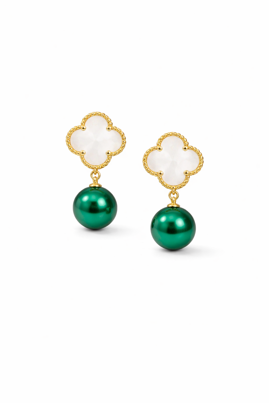 Clover pearl drop (gold plated 925 silver)
