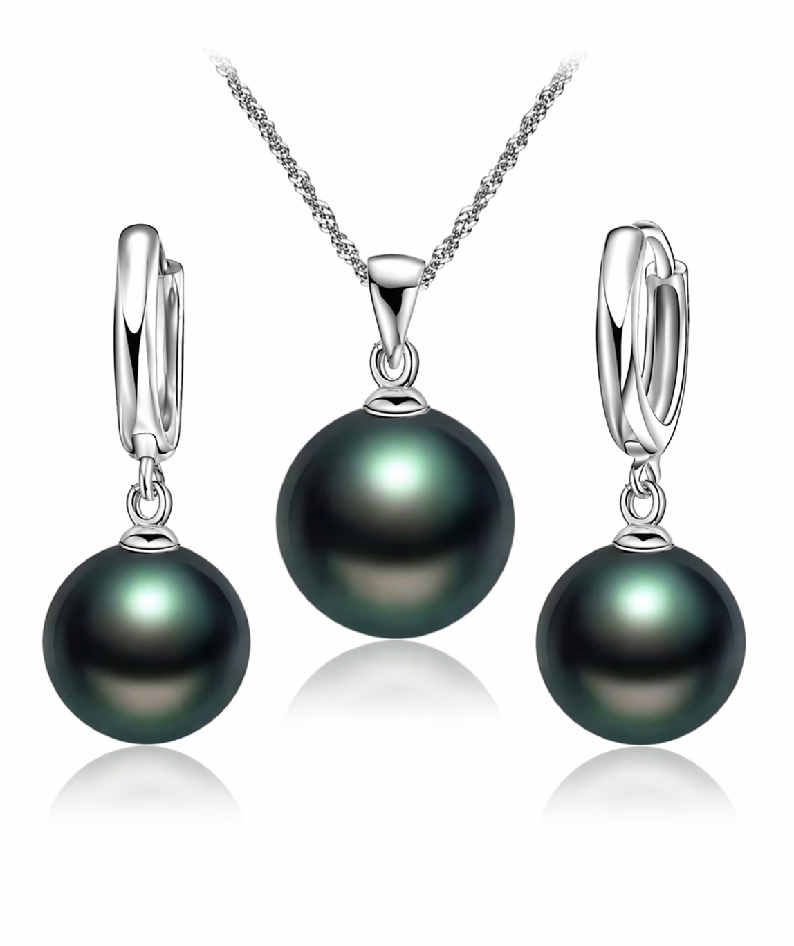 Black faux pearl set