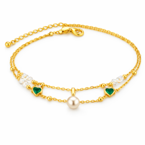 Pearl and gem anklet