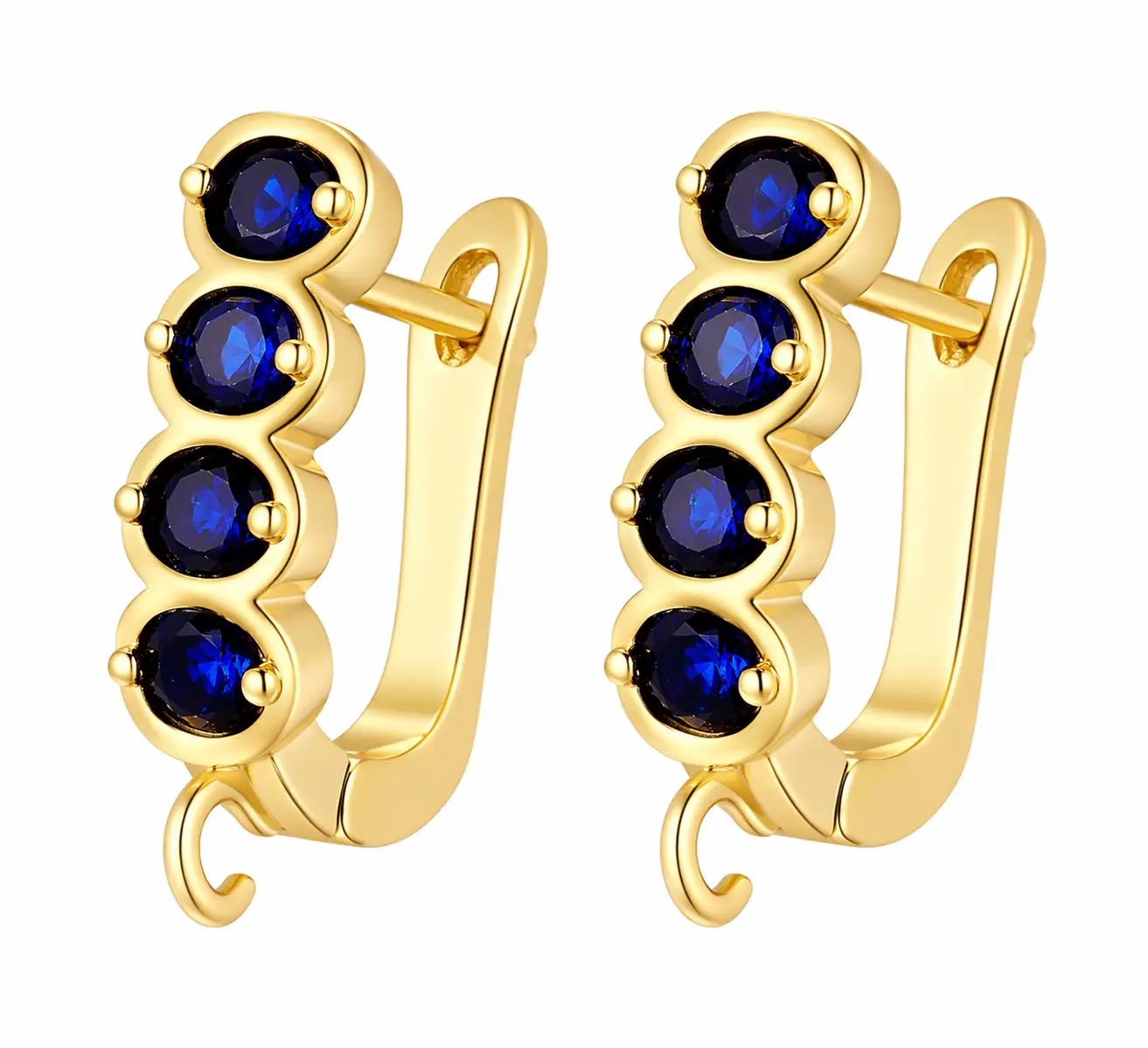 Blue sparkle gold plated earrings
