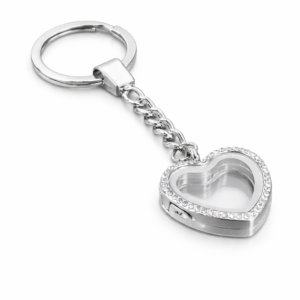 Silver metal locket key ring