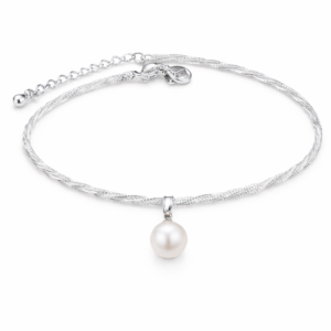Single pearl drop anklet
