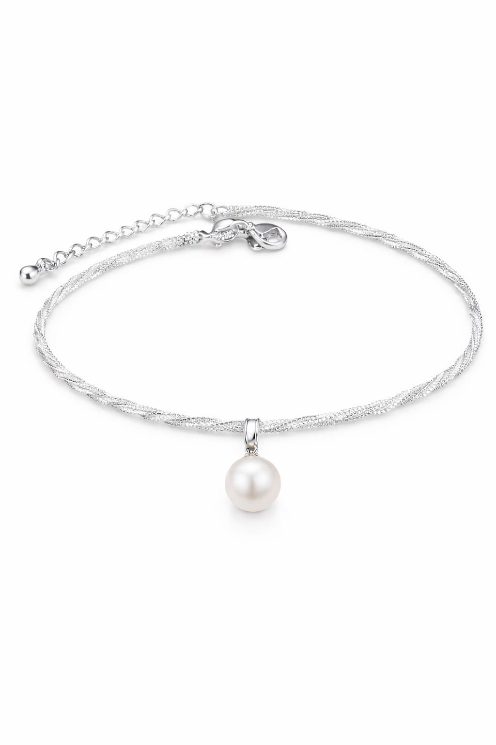 Single pearl drop anklet