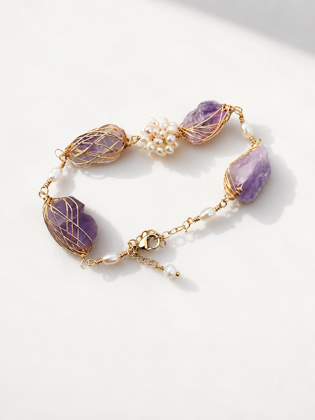 Amethyst and pearl bracelet