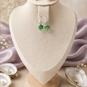 Green coin earrings