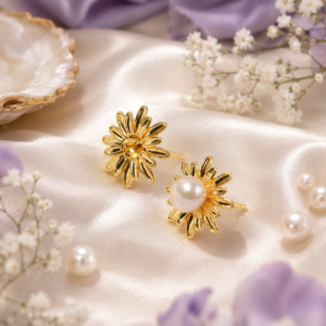 Golden daisy earrings
