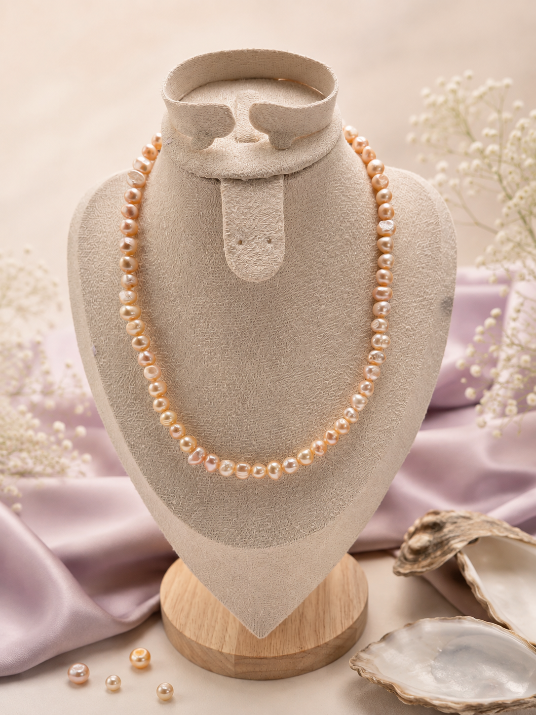 Peach blush baroque necklace