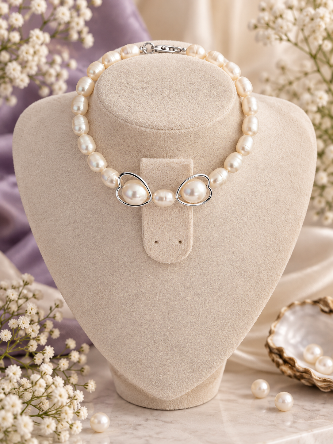 Pearls and hearts bracelet