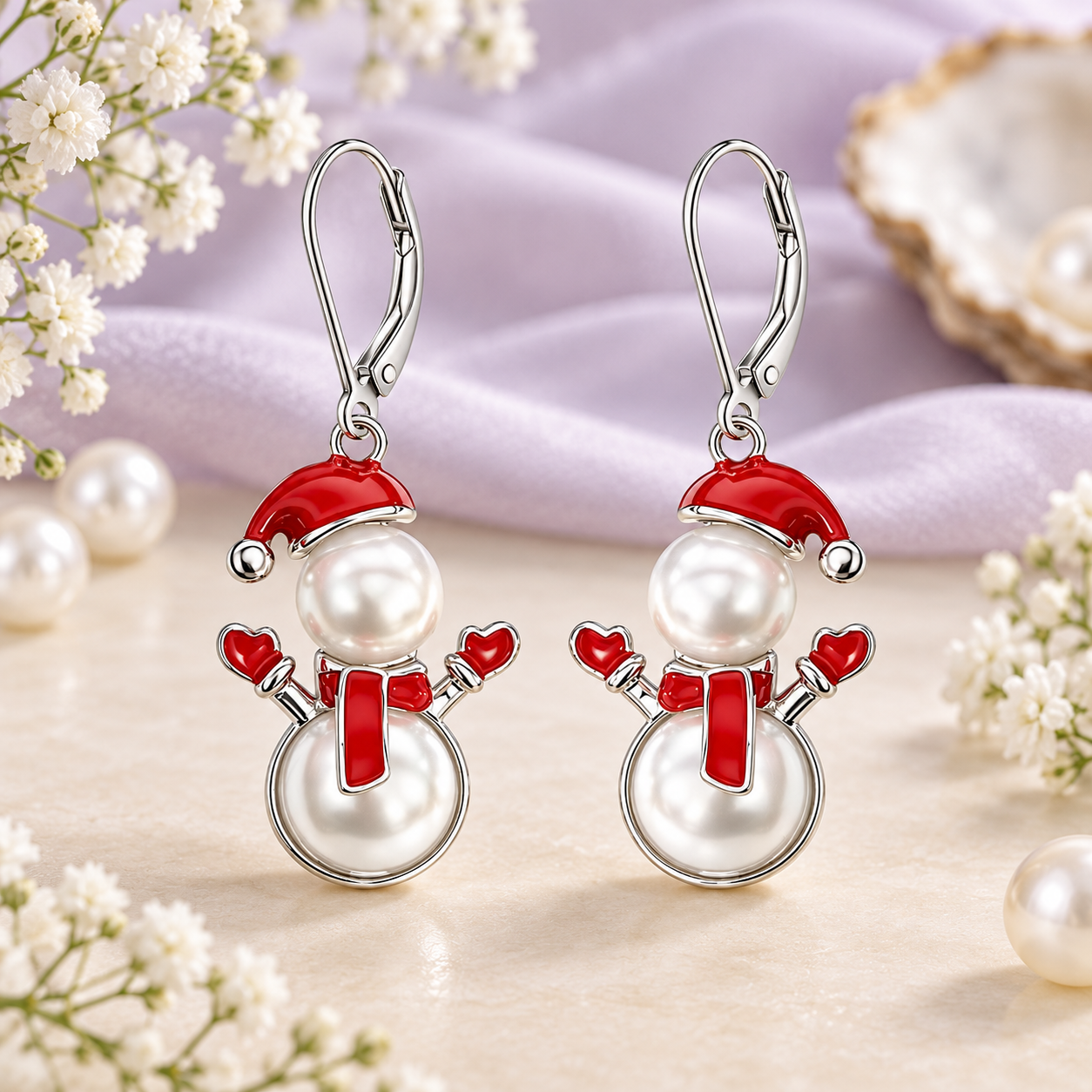 Festive snowman earrings