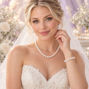 The classic wedding day pearls
